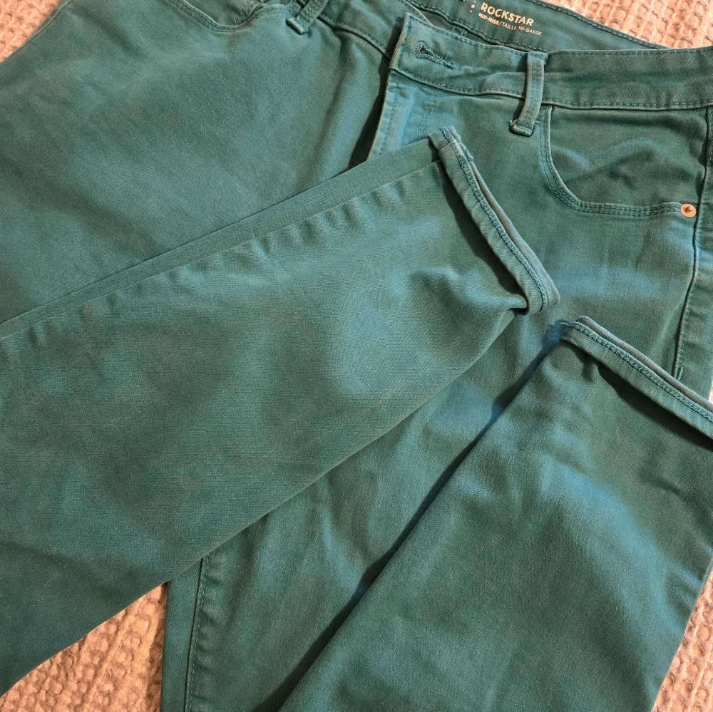 Old navy mid rise Rockstar jeans teal color